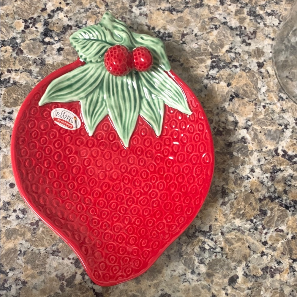 Strawberry Shaped Ceramic Serving Plate
